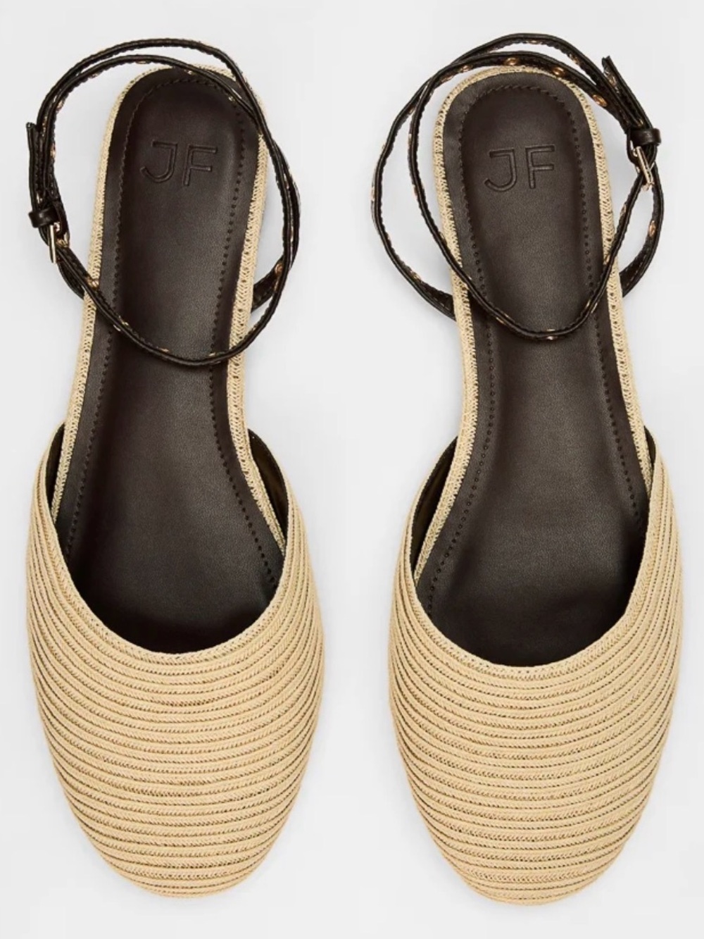 Shoe Dazzle Beige Pointed Ankle-Strap Flats - Picture 4 of 5